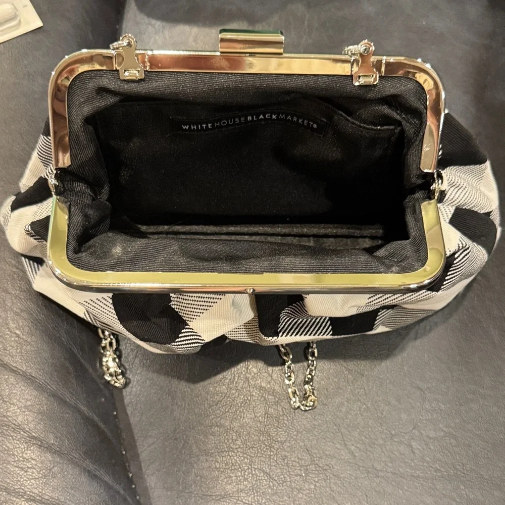 White House Black Market Elegant Checkered Clutch with Chain Strap - Picture 3 of 6